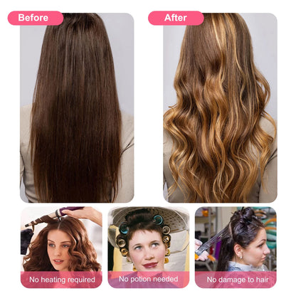 Heatless Curling Headband,  Hair Curling Rod, No Hot Hair Roller, Foam Curl Ribbon with Hair Claw Clip and Scrunchies