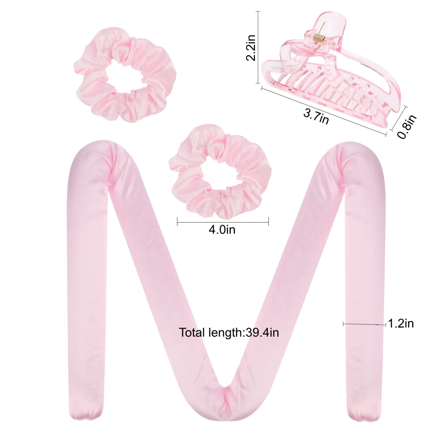 Heatless Curling Headband,  Hair Curling Rod, No Hot Hair Roller, Foam Curl Ribbon with Hair Claw Clip and Scrunchies
