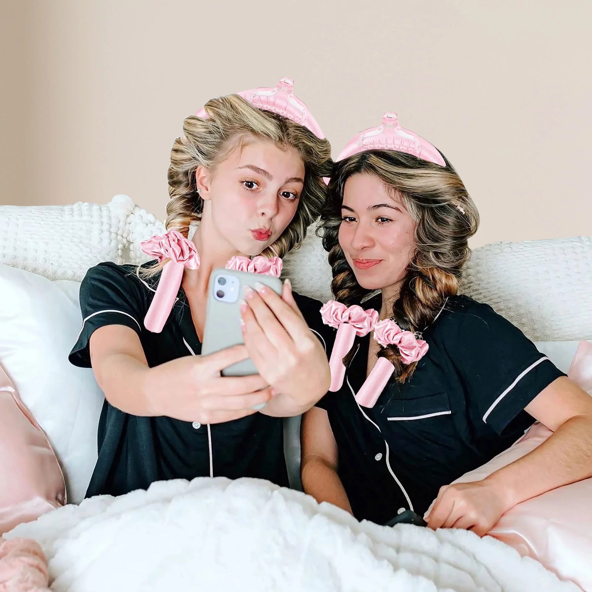 Heatless Curling Headband,  Hair Curling Rod, No Hot Hair Roller, Foam Curl Ribbon with Hair Claw Clip and Scrunchies