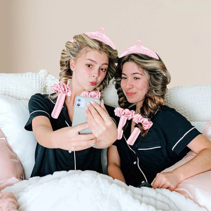 Heatless Curling Headband,  Hair Curling Rod, No Hot Hair Roller, Foam Curl Ribbon with Hair Claw Clip and Scrunchies