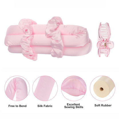 Heatless Curling Headband,  Hair Curling Rod, No Hot Hair Roller, Foam Curl Ribbon with Hair Claw Clip and Scrunchies